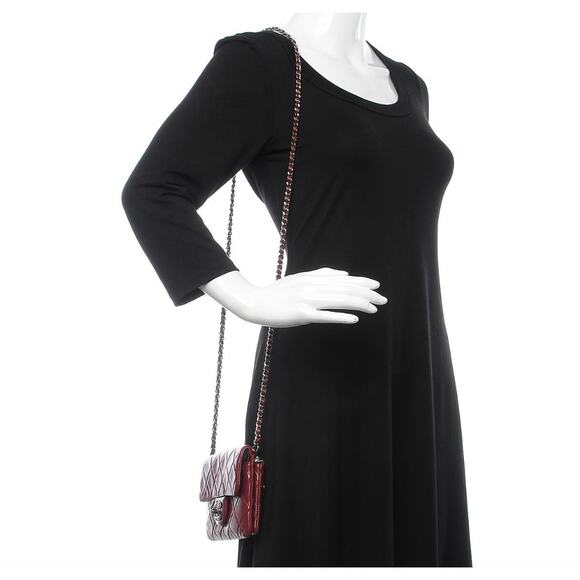 Chanel Quilted Flap Bag Classic Lambskin WOC Mini Wallet on Chain Mineral Nights - Picture 16 of 16